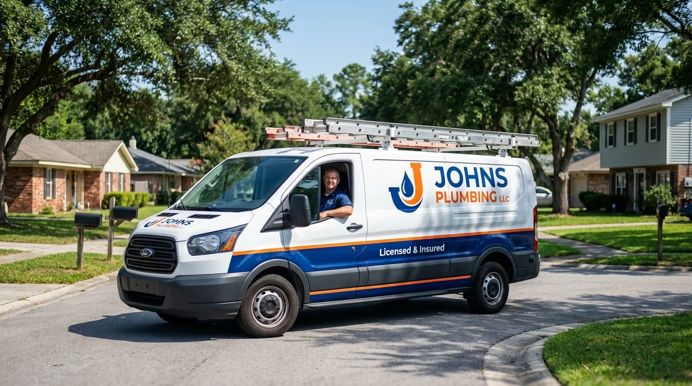Johns Plumbing LLC service van in Holton, KS