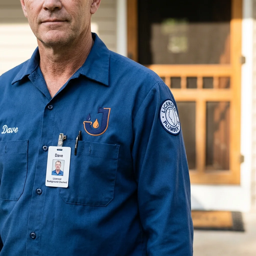 Licensed plumber showing ID badge in Holton, KS