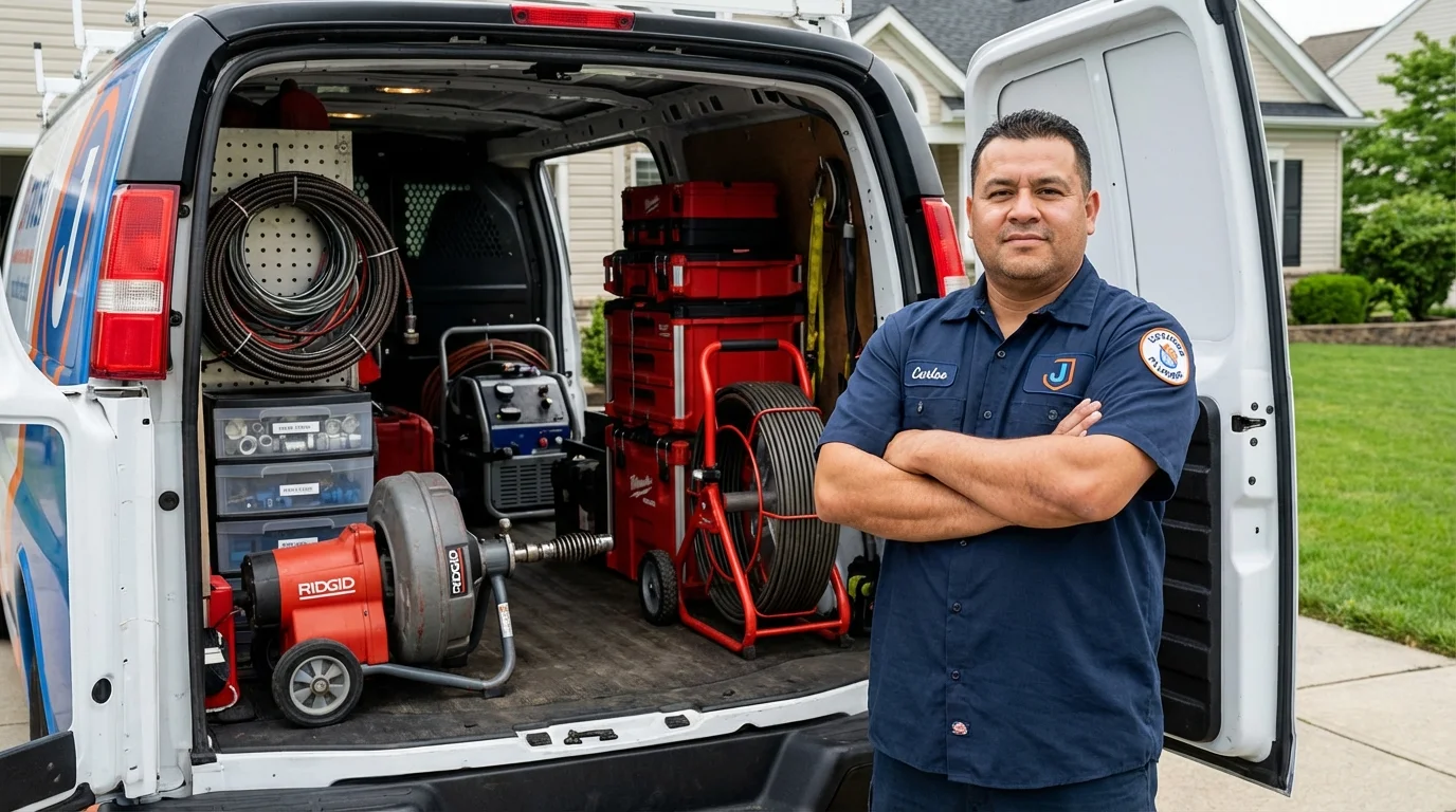 Professional drain cleaning equipment and Johns Plumbing LLC plumber in Holton