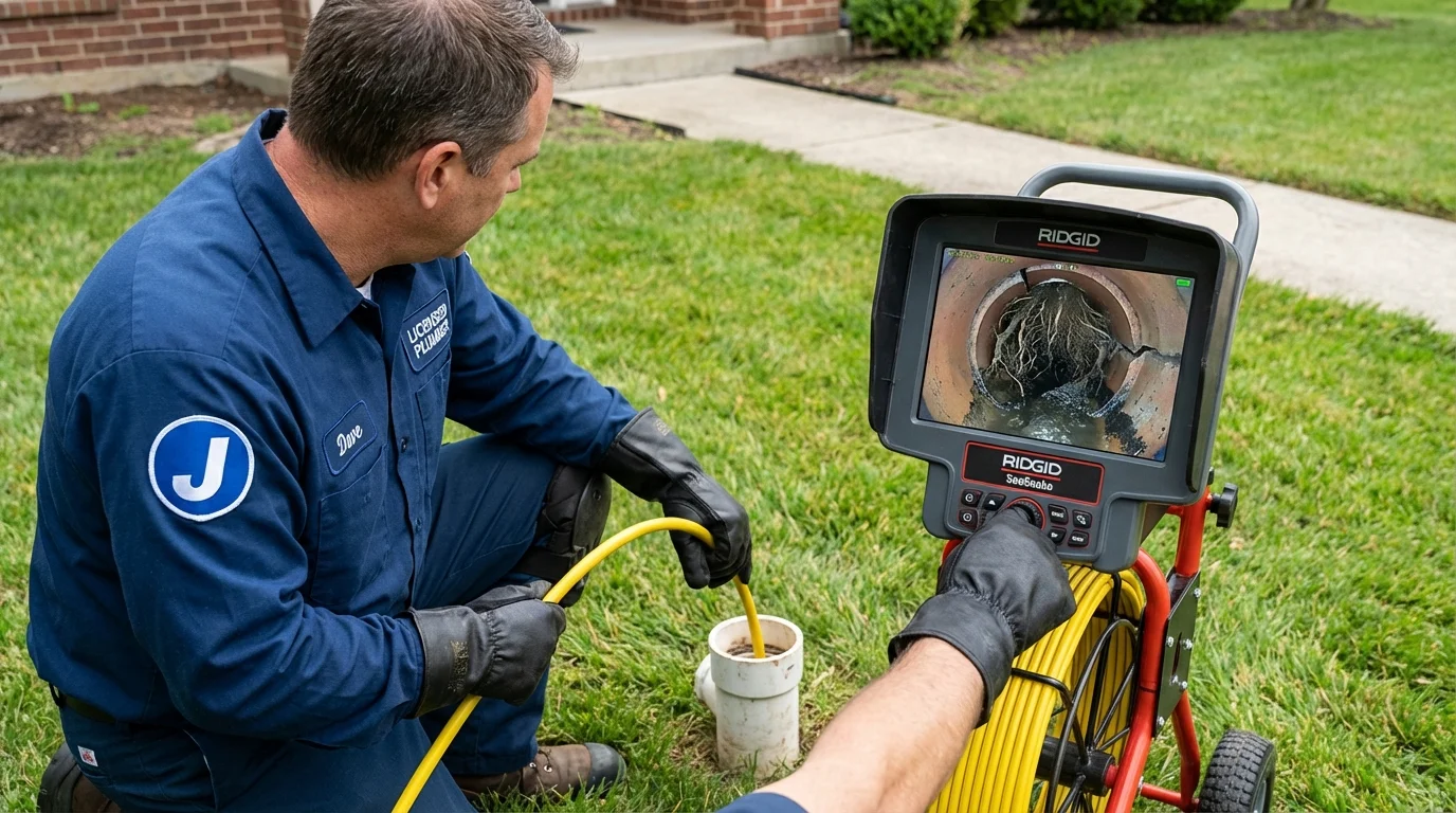Sewer camera inspection being performed by Johns Plumbing LLC in Holton